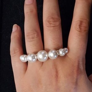 Faux pearl double rings in size 8 & 9